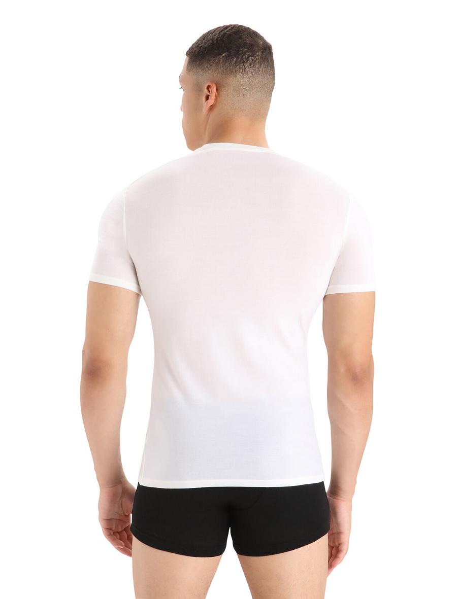 Icebreaker Merino Anatomica Rövid Sleeve Crewe T-Shirt Férfi Fehérnemű Fehér | HU 1300HAPK